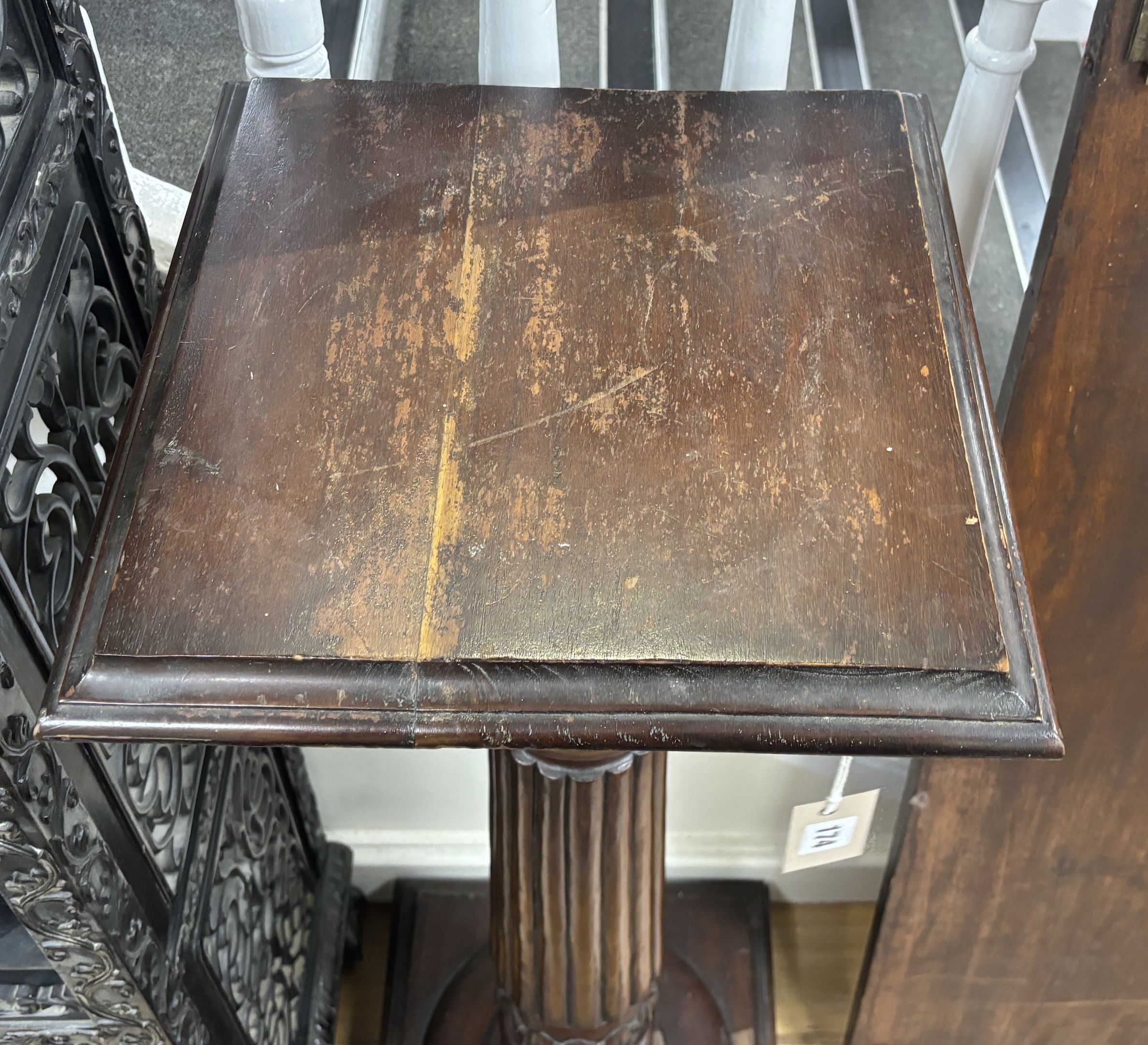 A Victorian and later mahogany pedestal, height 109cm
